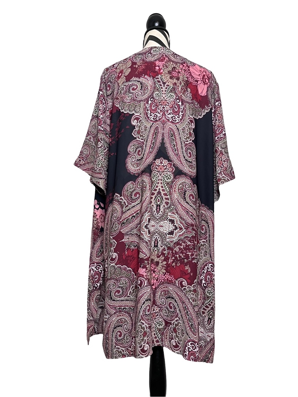 Catherines Dark Floral Whimsigoth Boho Witchy Open Front Kimono Sz 1X - Picture 2 of 11